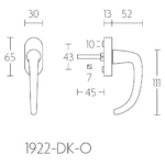 Formani 1922-DK-O draaikiepgarnituur niet afsluitbaar glans nikkel linksdraaiend