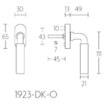 Formani 1923-DK-O draaikiepgarnituur niet afsluitbaar mat nikkel/ebbenhout linksdraaiend