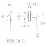 Formani 1925-DK-O draaikiepgarnituur niet afsluitbaar mat nikkel linksdraaiend
