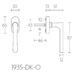 Formani 1935-DK-O draaikiepgarnituur niet afsluitbaar glans nikkel linksdraaiend