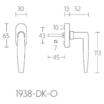 Formani 1938-DK-O draaikiepgarnituur niet afsluitbaar mat nikkel linksdraaiend