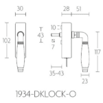 Formani 1934-DKLOCK-O draaikiepgarnituur afsluitbaar mat nikkel/ebbenhout rechtsdraaiend