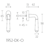 Formani 1952-DK-O draaikiepgarnituur niet afsluitbaar mat nikkel/ebbenhout rechtsdraaiend