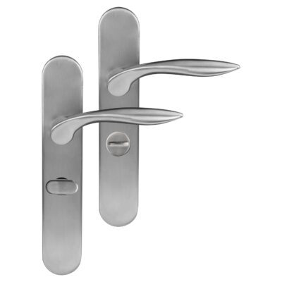 Differnz Groningen deurkruk ovaal schild - WC 63 mm - mat chroom