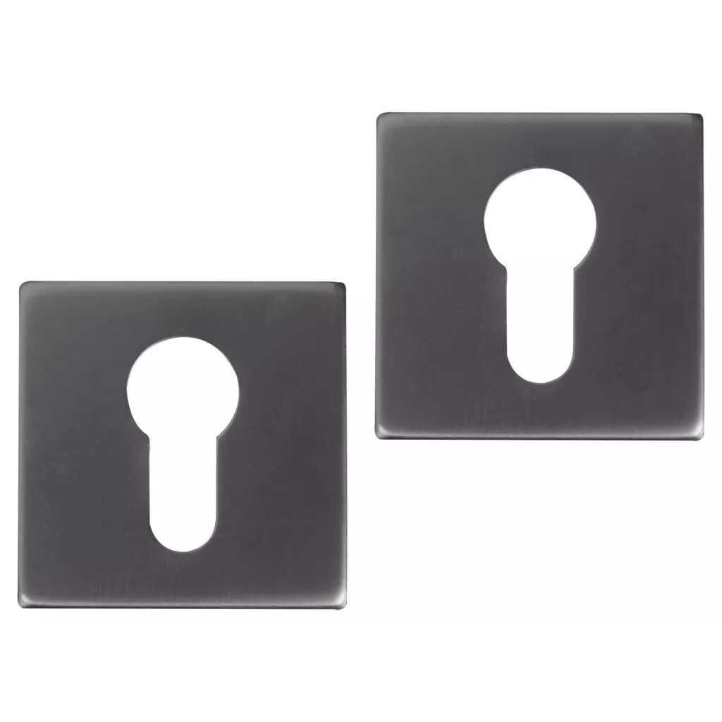 Differnz | Rozet met Cilindergat | Gun metal | Vierkant | 52x52mm