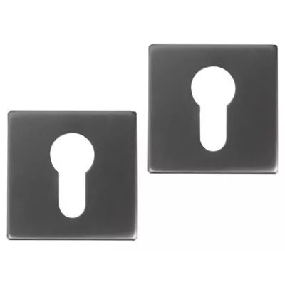 Differnz | Rozet met Cilindergat | Gun metal | Vierkant | 52x52mm