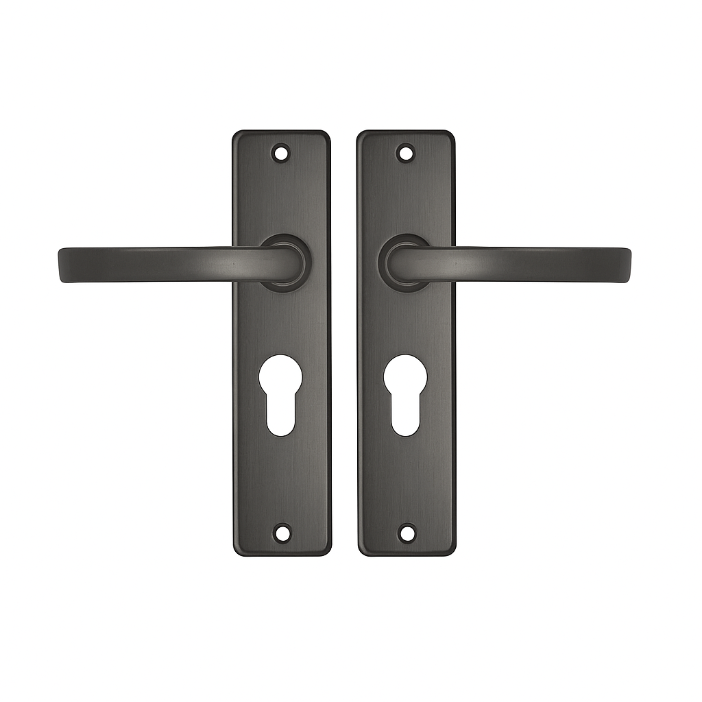 Deurkrukken | Edge kruk Blok | PC55 | Gun metal | Antraciet grijs