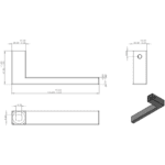 Differnz | Tilburg deurkruk | vierkant rozet | zwart